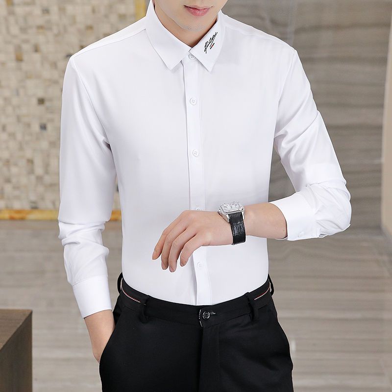 男士白衬衫 长袖白衬衫 免烫白衬衫