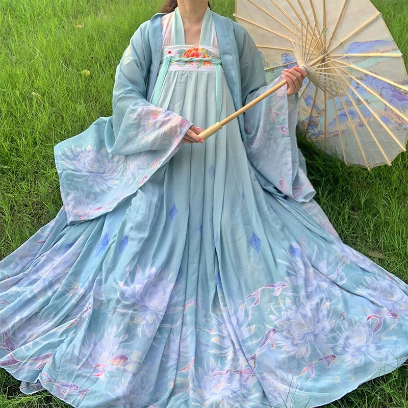 汉朝歌正品昙华迭梦汉服女超仙一片式汉服襦裙对襟全套夏秋新款