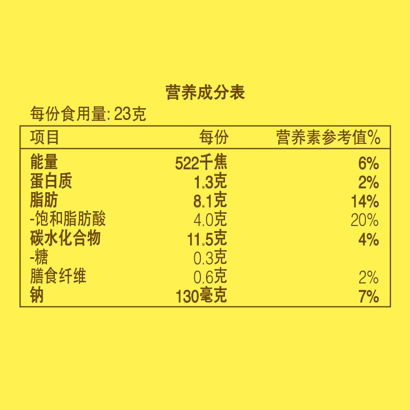 乐事薯片的营养成分图片