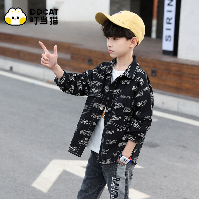 75698-叮当猫男童长袖衬衫秋季中大童洋气外穿衬衣春秋男孩薄款上衣外套-详情图