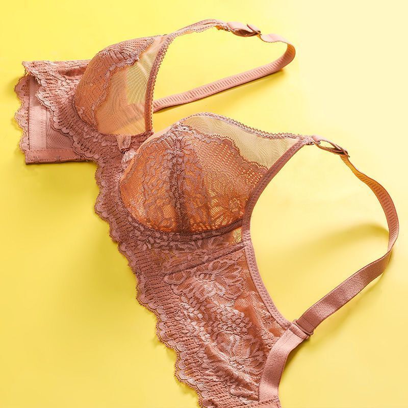 Underwear women's summer new big breasts show small gathered anti-sagging ultra-thin summer bra with steel ring sexy bra