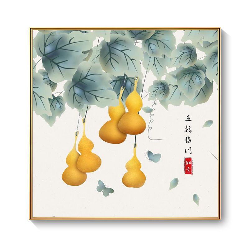 五福临门葫芦装饰画现代简约餐厅玄关客厅进门旺宅墙壁画福字挂画