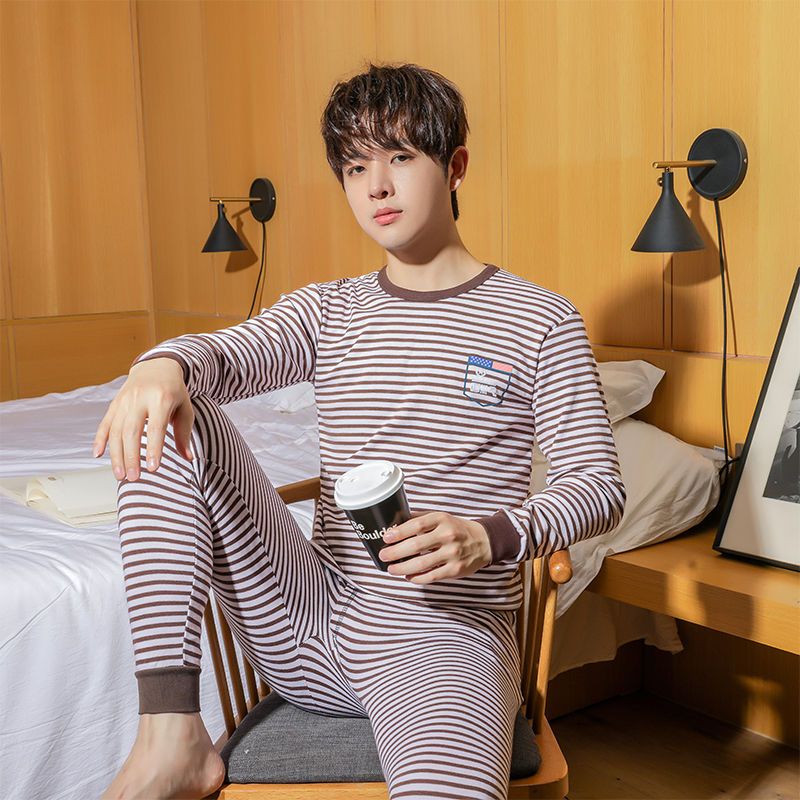 Teenagers' pure cotton underwear set, autumn clothes and long trousers, men's cotton thin thermal underwear, older children's students' cotton sweaters