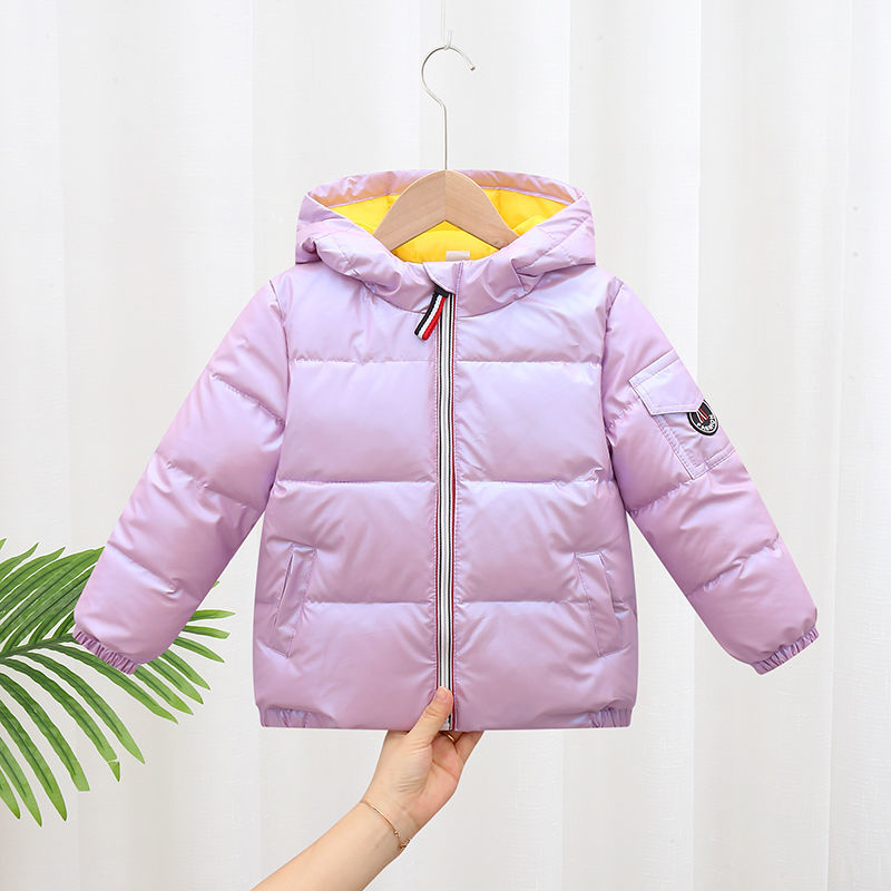 Anti-season children's down jacket boy's wash-free thickened winter clothing girl's foreign style short section large, medium and small baby hooded jacket