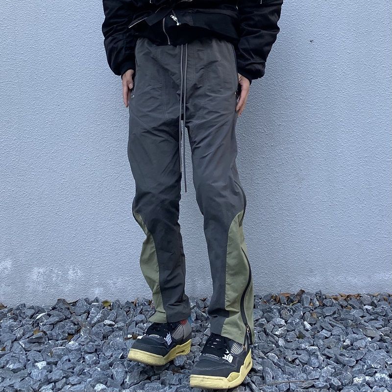 歐美高街vibe風修身機能褲子男潮牌街頭直筒側拉鏈嘻哈小眾長褲子