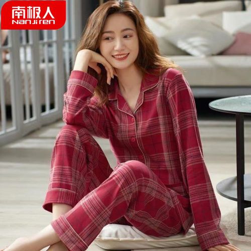 100% double-sided pure cotton pajamas women's spring and autumn long-sleeved large-size cotton home clothes pure cotton cloth suit confinement clothes winter