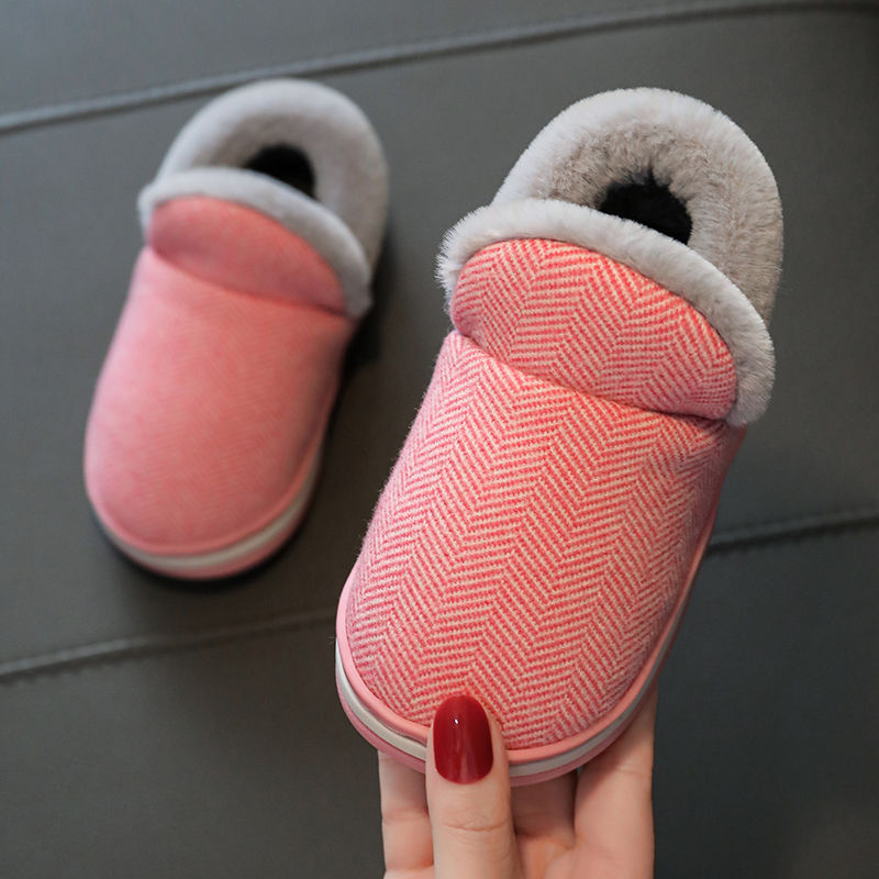 儿童棉鞋棉拖鞋包跟高档针织布款手工小中大童孩子宝宝毛毛鞋子冬