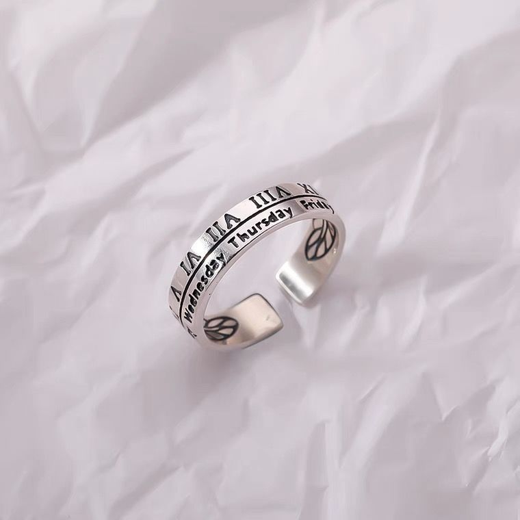 Internet celebrity ins cold style retro Roman numeral ring niche design men and women couple ring ring tail ring