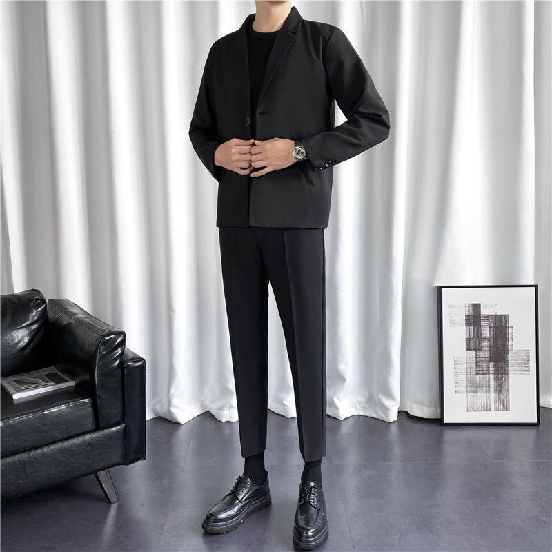 21 Spring and Autumn Casual Suit Men's Suit A Set of Trousers Shirt Long Sleeve Versatile Jacket Korean Slim Suit