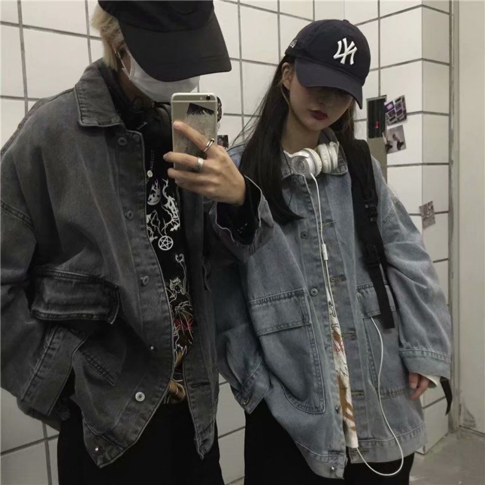 Denim jacket female student Korean version loose  spring and autumn new retro Hong Kong style early autumn top outerwear jacket