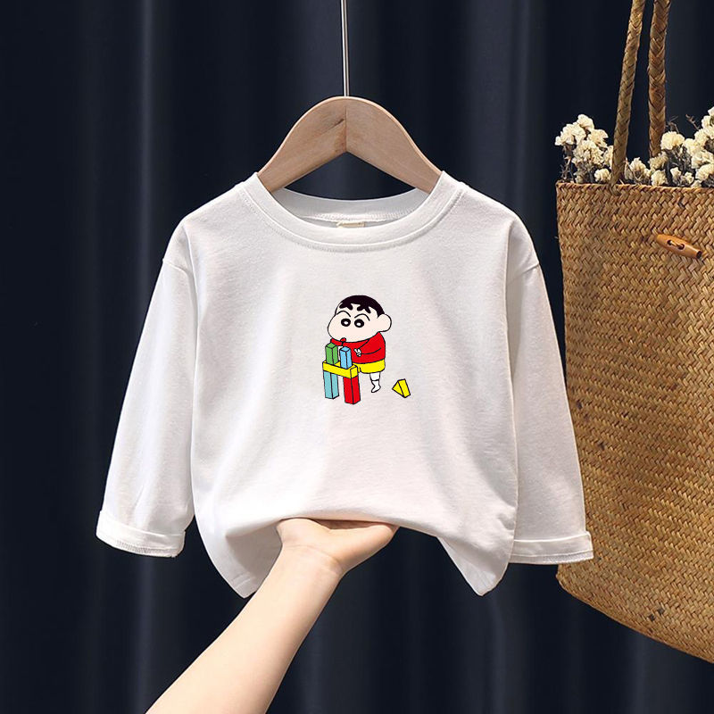 Boys and girls pure cotton long-sleeved t-shirt  new autumn foreign style tops for children and babies round neck bottoming shirt