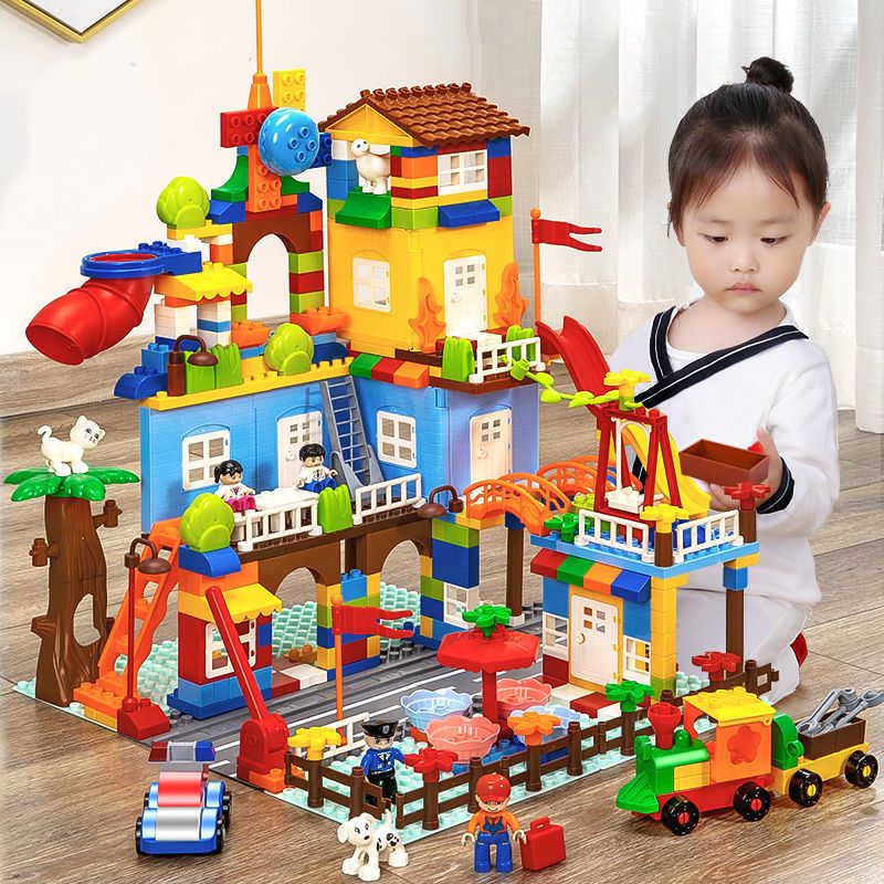 糖米儿童积木拼装玩具大颗粒益智力3宝宝动脑男女孩城堡系列礼物
