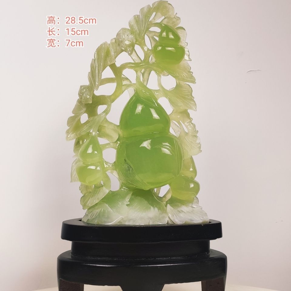 岫岩玉摆件辽宁岫玉摆件葫芦纯天然玉石摆件客厅玉雕摆件家居摆设