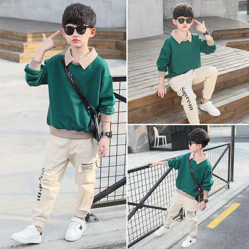 Boys' autumn suit 2023 new foreign style two-piece student suit spring and autumn handsome Korean style boys casual trend