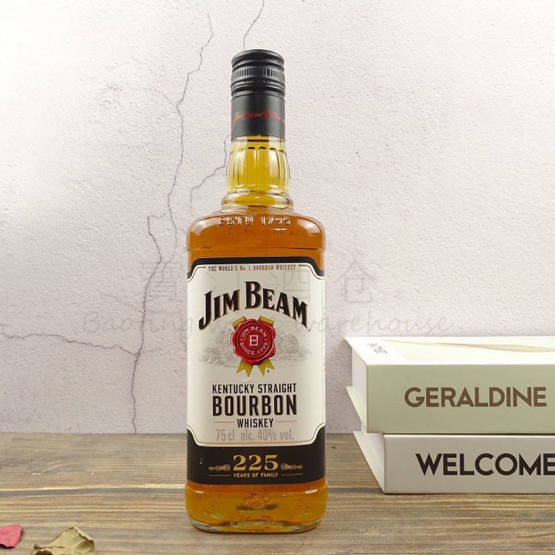 jim beam金宾波本威士忌白占边美国进口洋酒750ml
