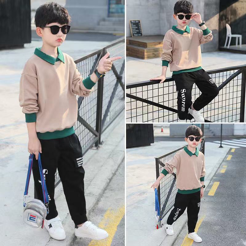Boys' autumn suit 2023 new foreign style two-piece student suit spring and autumn handsome Korean style boys casual trend