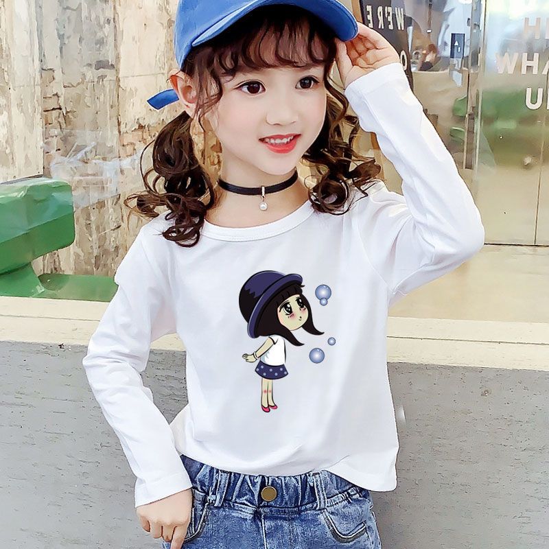 100%純棉 女童秋冬裝上衣新款百搭打底衫學生中大童兒童長袖t恤潮
