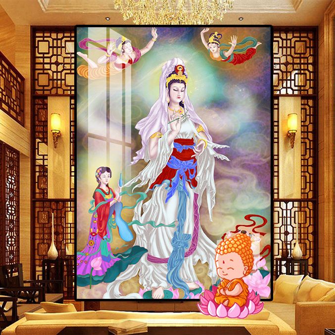 十字绣送子观音善财童子龙女2021新款客厅菩萨线绣diy钻石画小件
