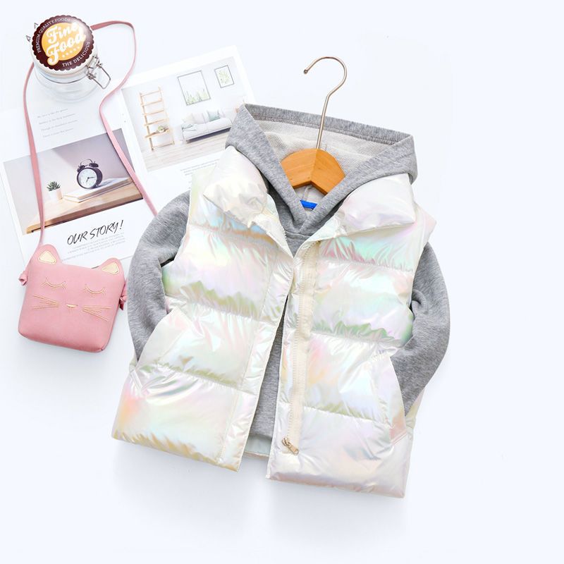 Disposable boy's vest autumn and winter wear stand-up collar shiny children's down cotton vest female baby middle-aged and big boy's waistcoat tide