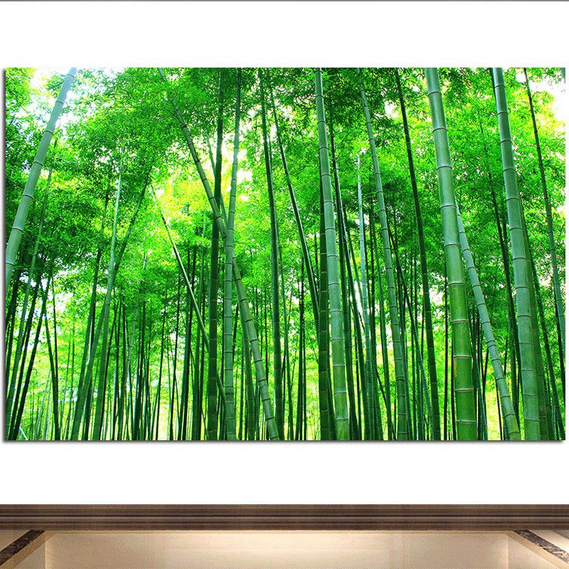 绿色清新大自然竹子壁画贴画客厅卧室沙发壁画竹林竹叶风景画wy3