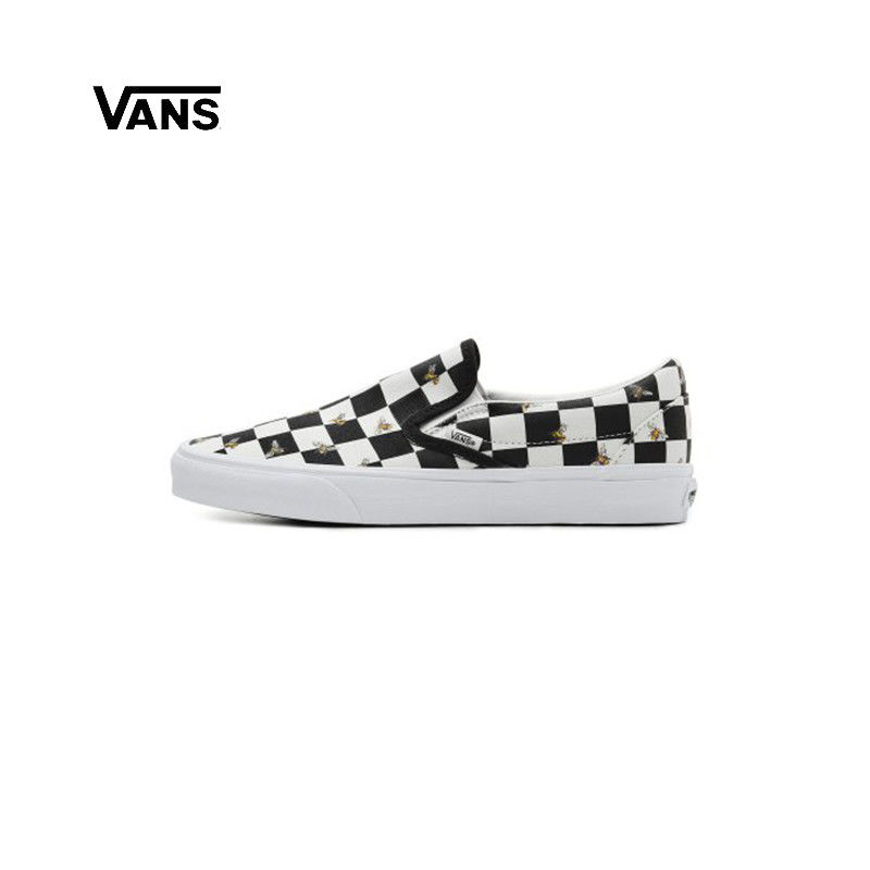 vans范斯黑白棋盘格蜜蜂图案男女低帮板鞋帆布运动鞋vn0a33tb9eh1