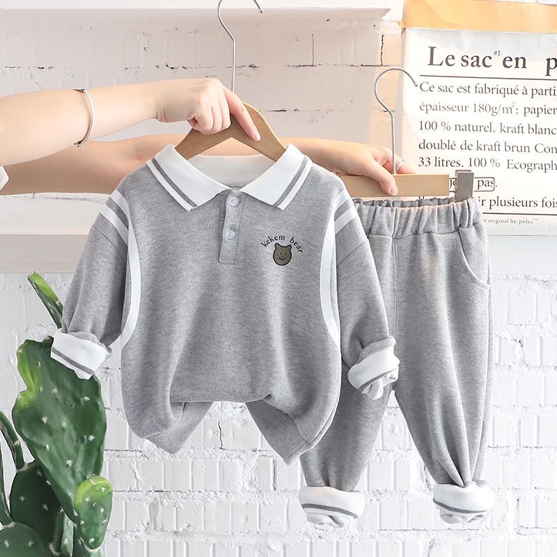 Boys' suits 2022 spring and autumn new children's plaid autumn clothes spring and autumn female baby foreign style sports suit tide