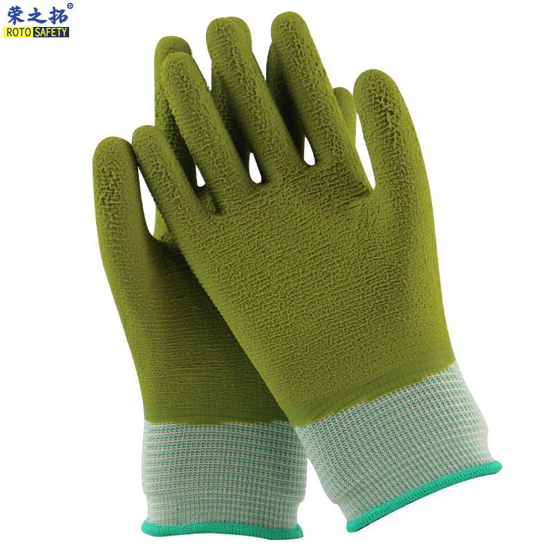 登升劳保手套359波浪纹乳胶细纹防水防滑建筑工地303冬季加绒保暖