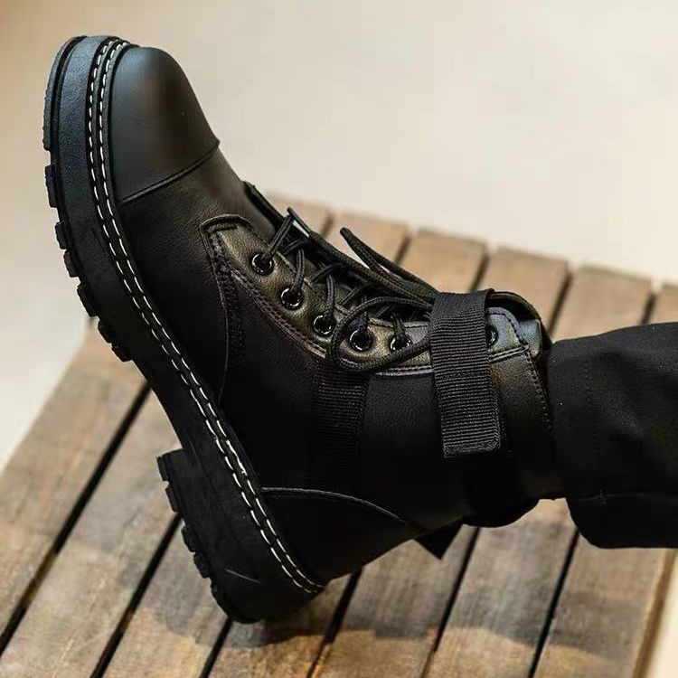 黑色马丁靴英伦风高帮皮鞋子男2021新款潮流百搭帅气秋冬季皮靴子