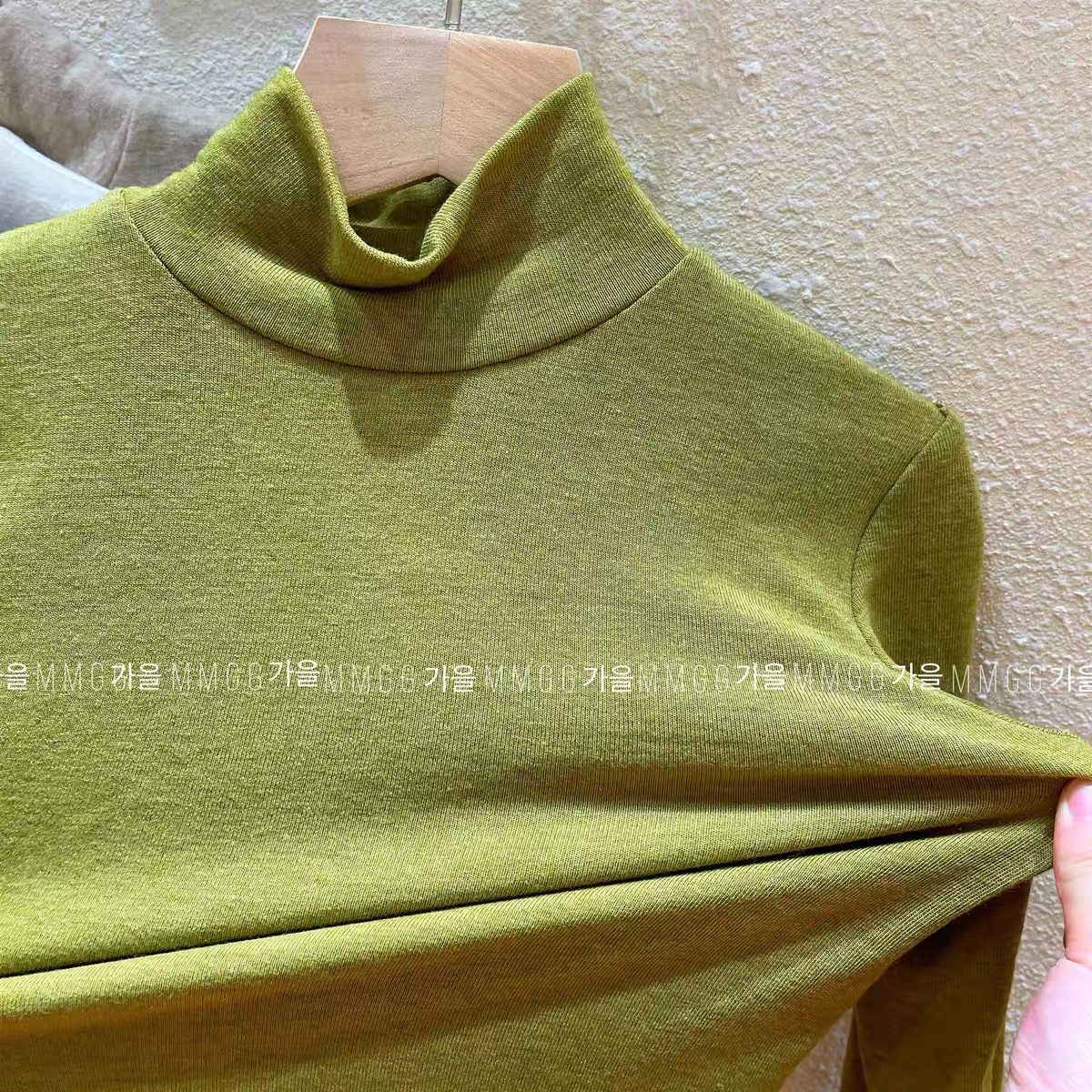 Mask bottoming shirt boys and girls tops spring and autumn baby casual long-sleeved high-necked bottoming shirt children's solid color pullover