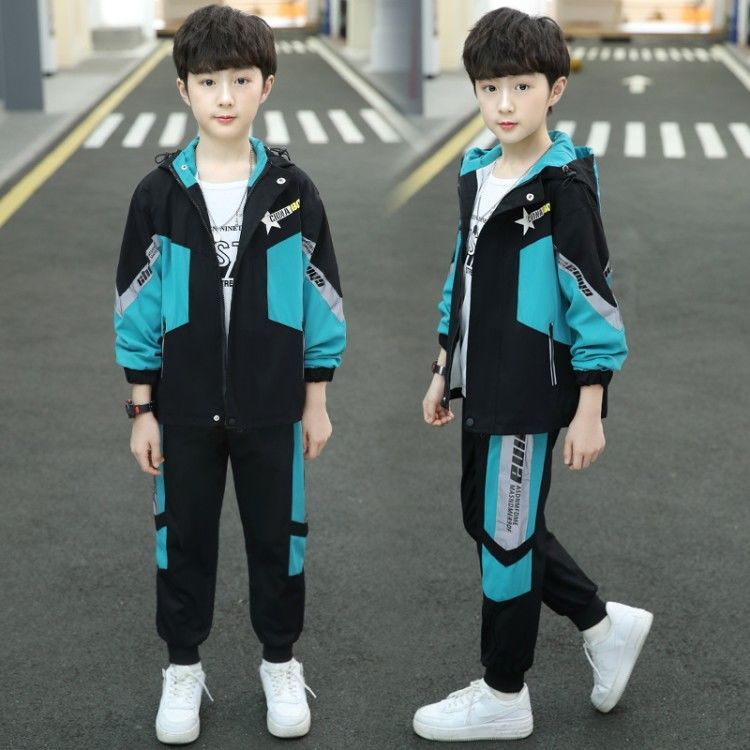 男童套装春装新款韩版中大儿童装运动男孩帅气三件套春秋款潮