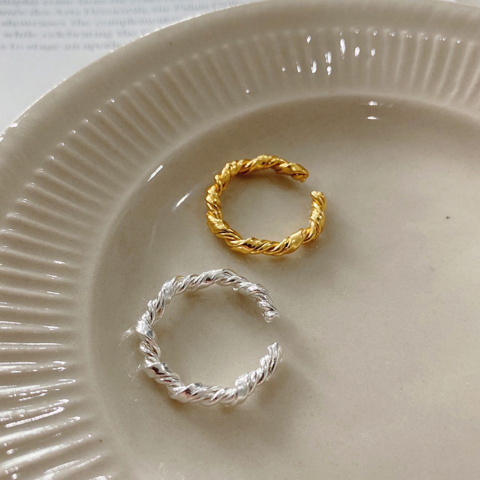 celi法式风 925纯银纯手工 打结戒指 极简戒指女设计感ins