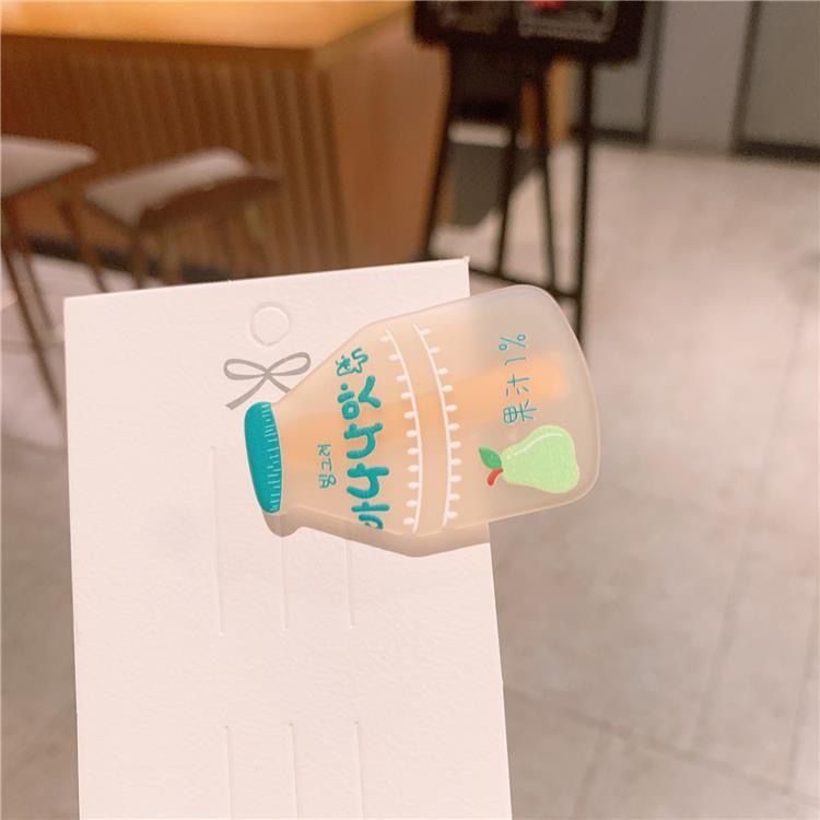 Large frosted milk tea drink hairpin cute student hairpin girl heart sweet duck beak clip