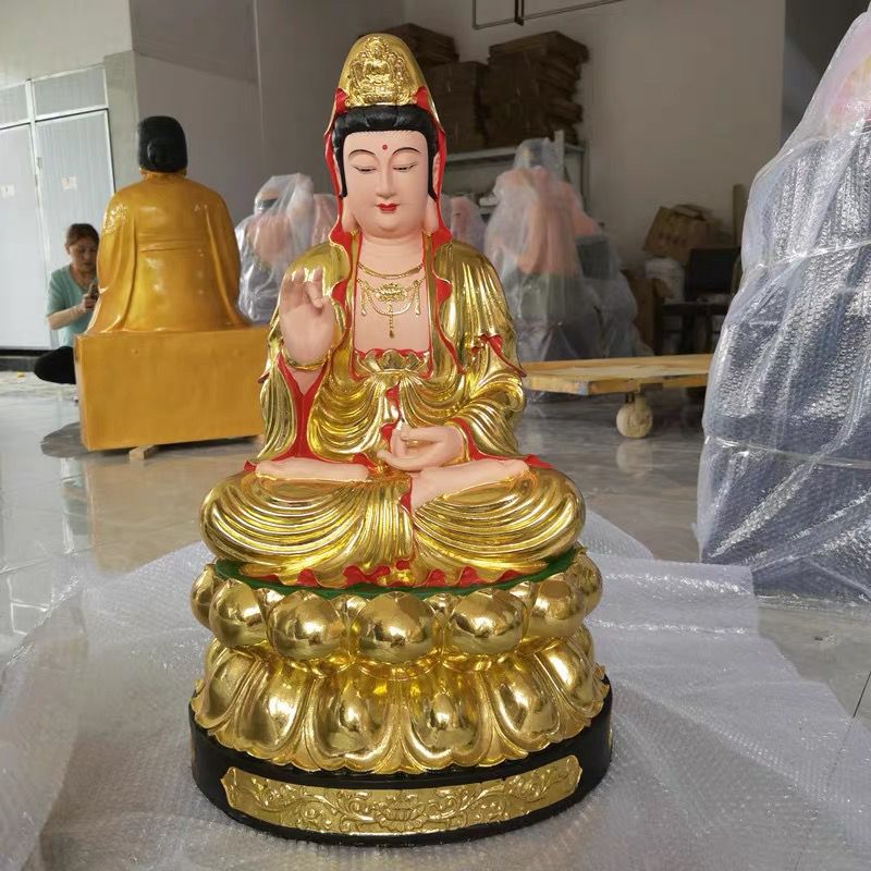 观音佛像88厘米金色坐莲观音神像滴水观音菩萨树脂玻璃钢供奉摆件【3