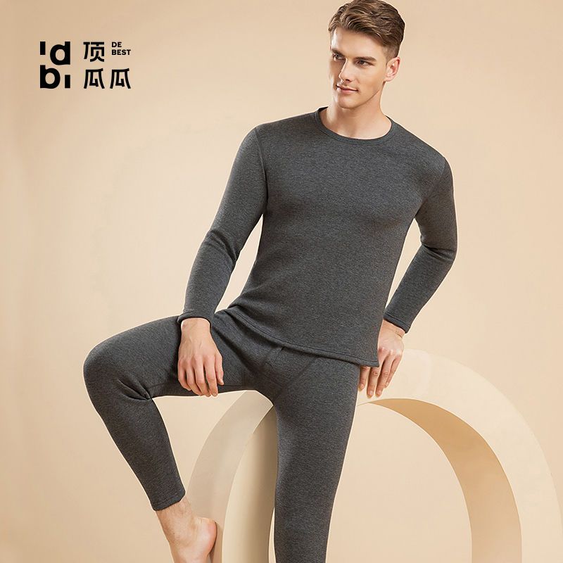 88904-顶瓜瓜冬季保暖内衣男加绒加厚套装圆领打底棉毛衫秋衣秋裤中老年-详情图