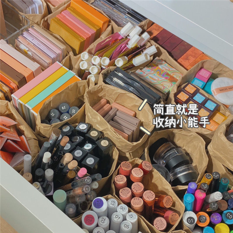 Extra thick kraft paper bag oil-proof thickened desktop storage box sundries cosmetics home dormitory rental house finishing