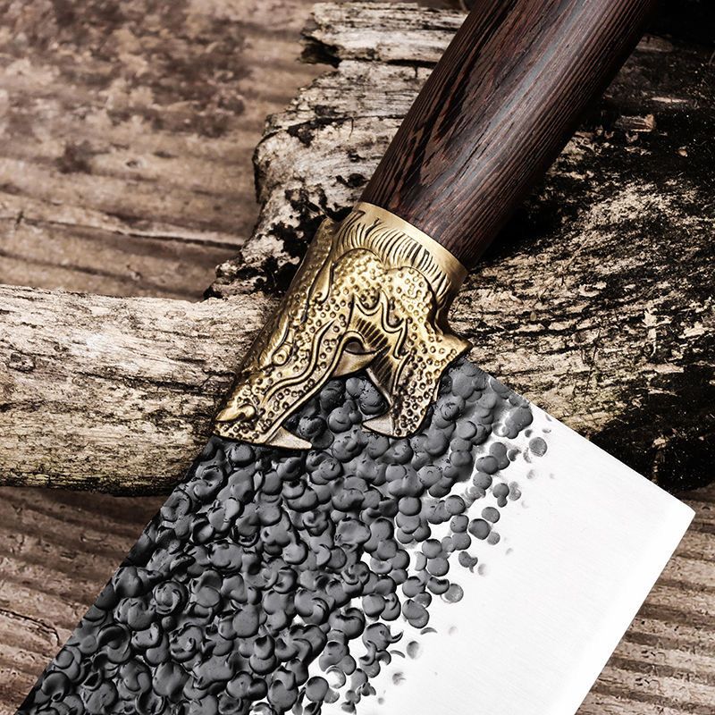 龙泉龙头菜刀斩骨头切片刀砍切菜刀超快锋利不锈钢锻打厨师菜刀