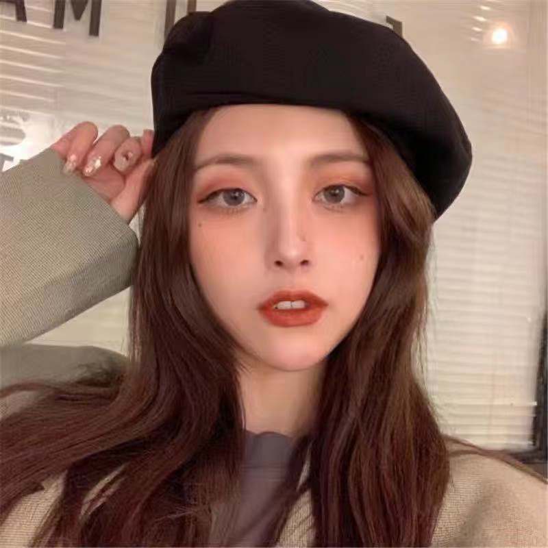 Schwere Industrie Hohe Qualität Süße Coole Schwarze Baskenmütze Weibliche Frühherbst Samt Flache Top Vintage Elegante Maler Hut_voghion.com