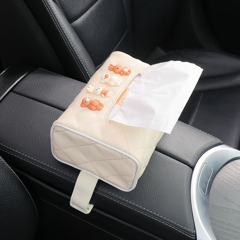 车载挂式纸巾盒汽车用座椅背抽纸盒可爱创意车内扶手箱餐巾纸袋女