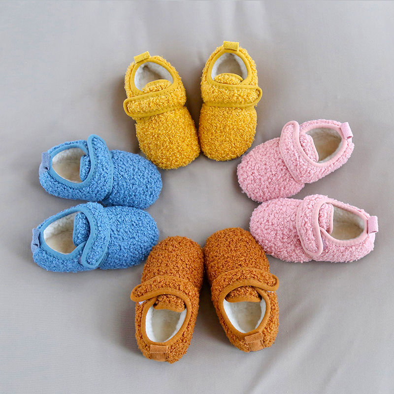 Children's cotton slippers boys winter baby indoor non-slip fur home warm cotton shoes girls bag root children's day