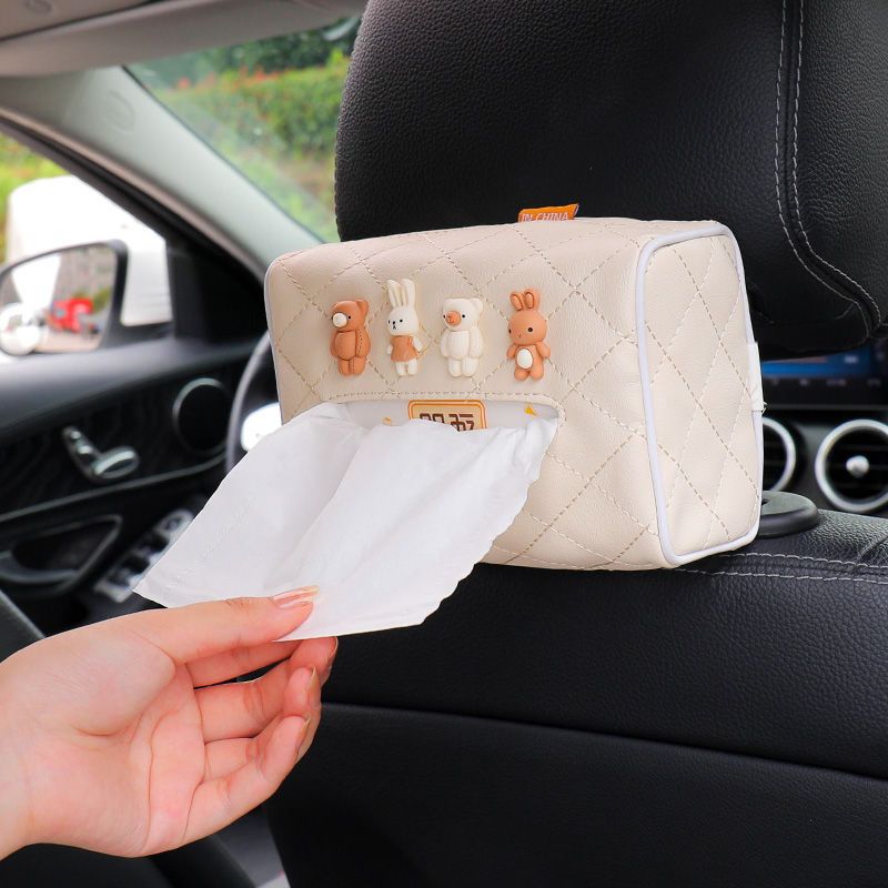 车载挂式纸巾盒汽车用座椅背抽纸盒可爱创意车内扶手箱餐巾纸袋女