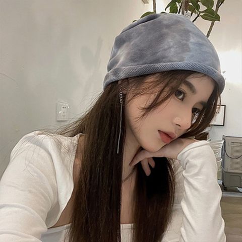 Heap hat women's Japanese thin section dark tie-dye Baotou hat cold wind all-match fashionable confinement hat headgear spring, autumn and winter