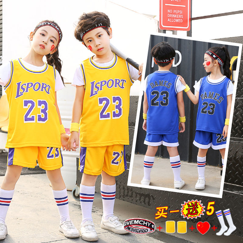 中国队儿童篮球服套装男女孩幼儿园表演服国朝短袖小学生运动球衣