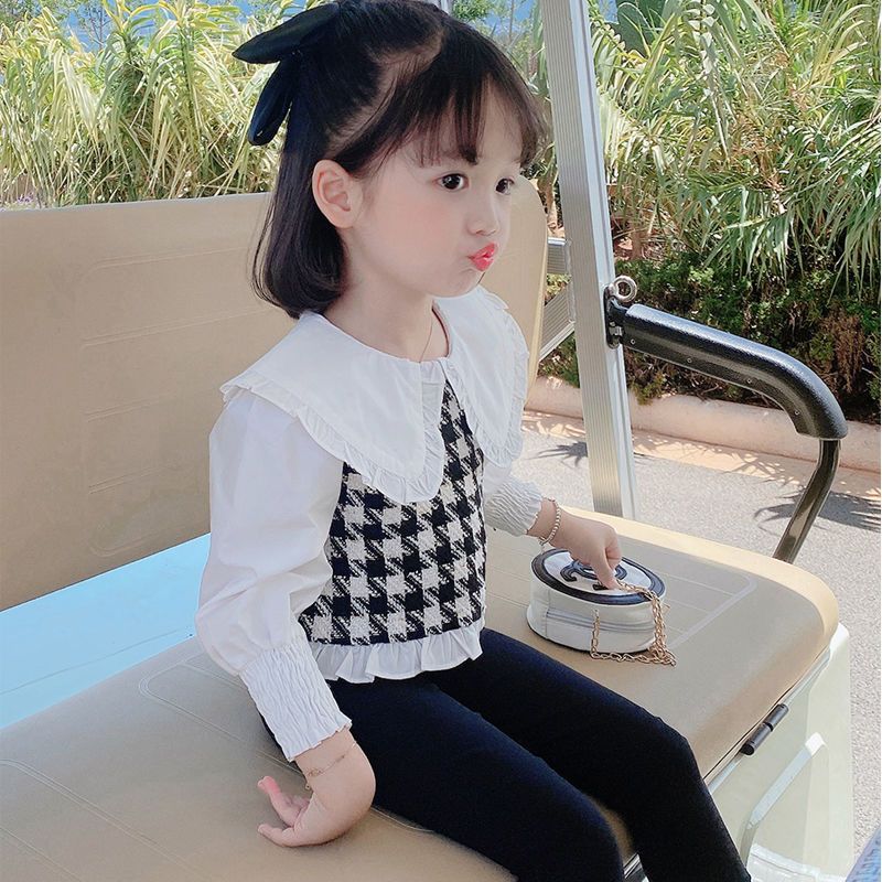 Girls' spring and autumn clothes small Xiangfeng shirt 2022 new foreign style Korean version baby collar shirt baby long sleeve top fashion