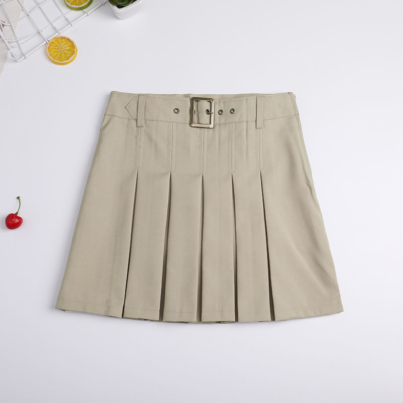Eaton same style girl's khaki beige pleated skirt preppy skirt children's navy blue dark blue summer dress skirt
