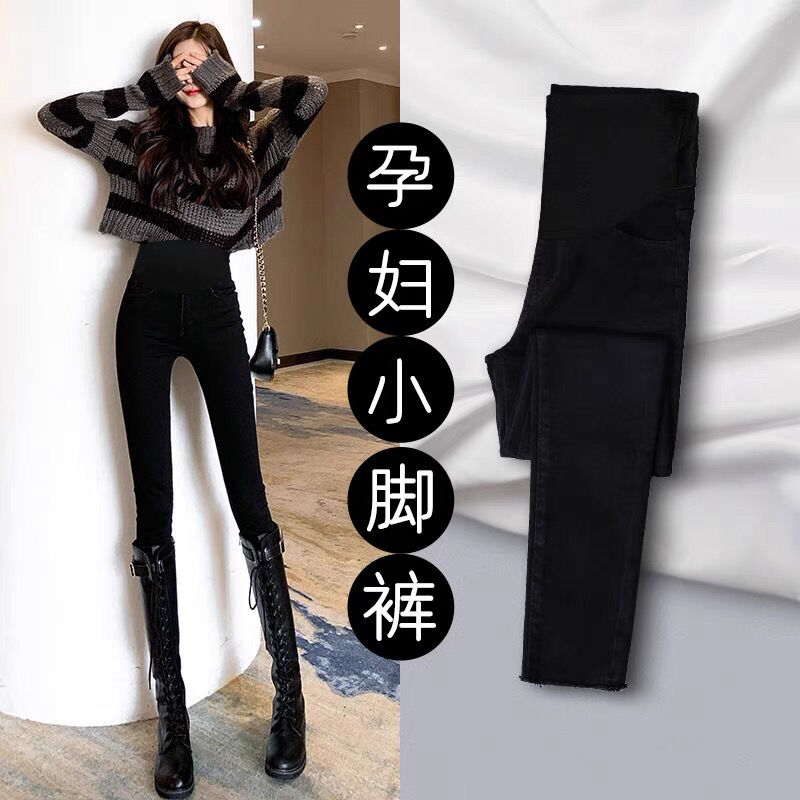 孕婦褲子韓版牛仔褲秋季外穿時尚款長褲秋冬加絨加厚打底褲小腳褲