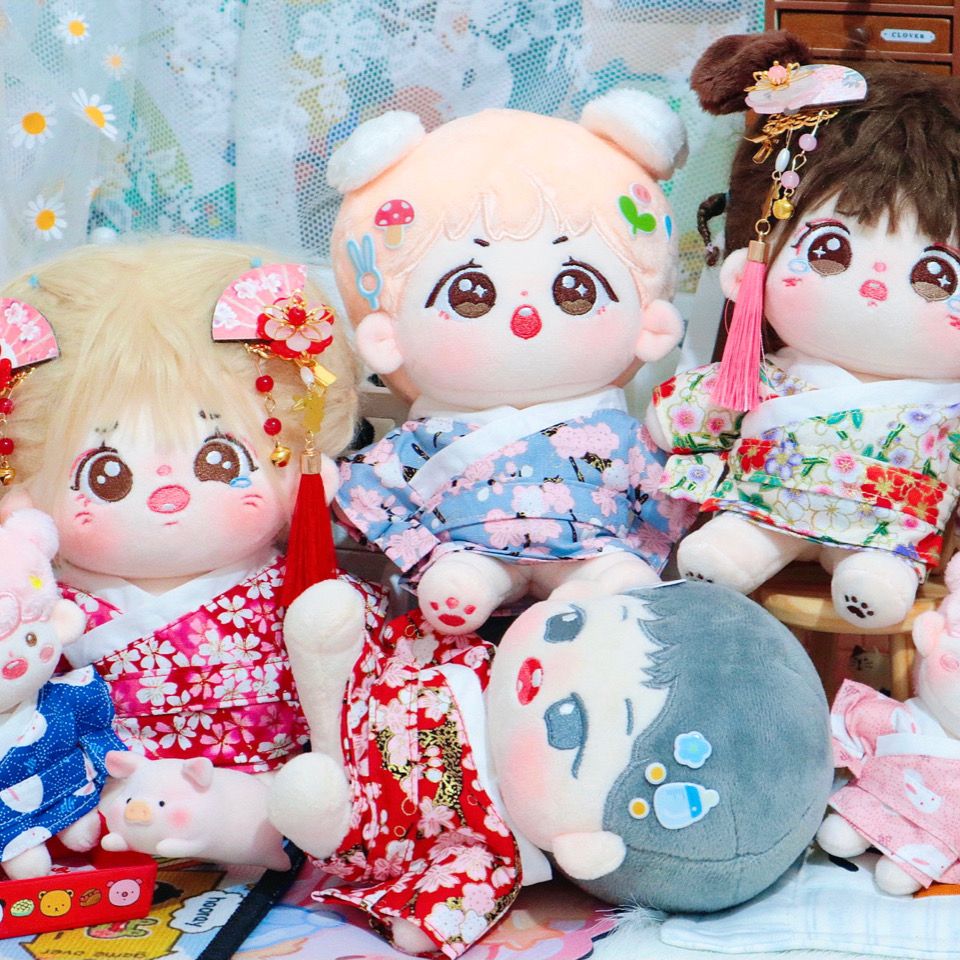 现货棉花娃娃衣服20cm/15cm棉花娃衣浪漫和服系列(发饰随机发)