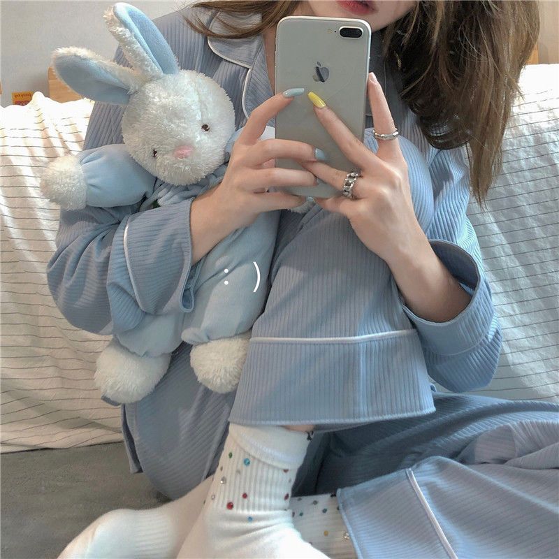 Women's pajamas spring and autumn pure cotton long-sleeved 2021 new net red suit students Korean version casual can wear home clothes