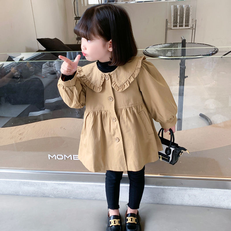 Girls' windbreaker coat autumn clothes westernized children's clothes 2022 new baby medium length children's spring and autumn tops trend