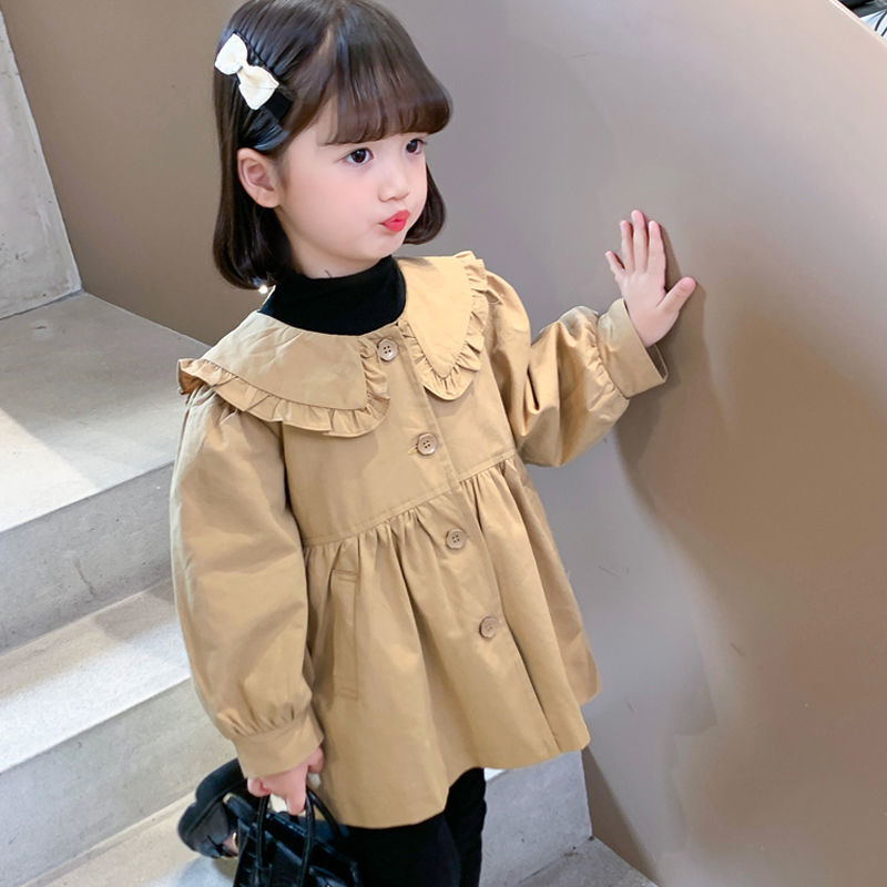 Girls' windbreaker coat autumn clothes westernized children's clothes 2022 new baby medium length children's spring and autumn tops trend