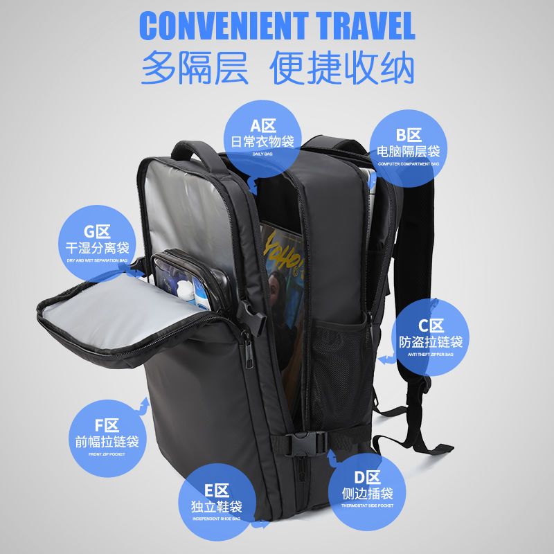 背包男双肩包大容量多功能超大旅行书包商务出差旅游行李包电脑包